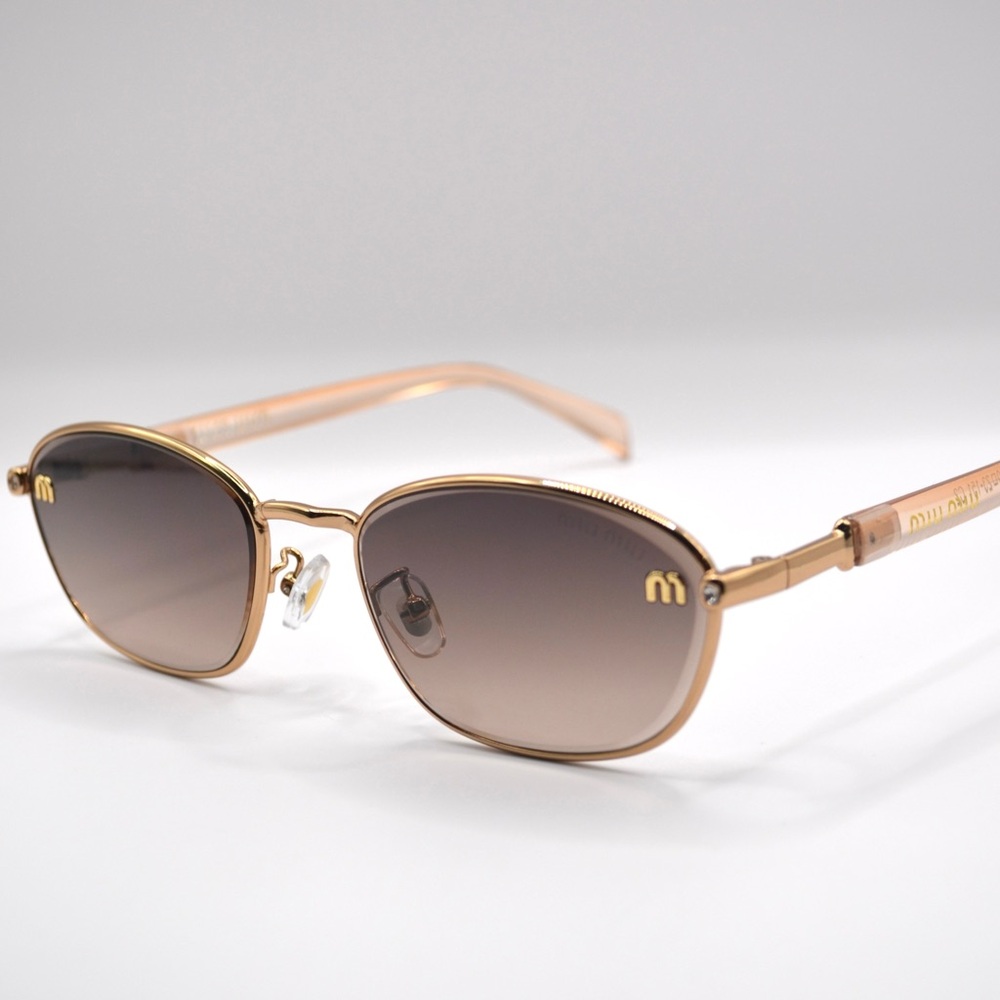 MIU MIU Women’s Metal Sunglasses | Gold & Nude | Brown Gradient Lenses | New